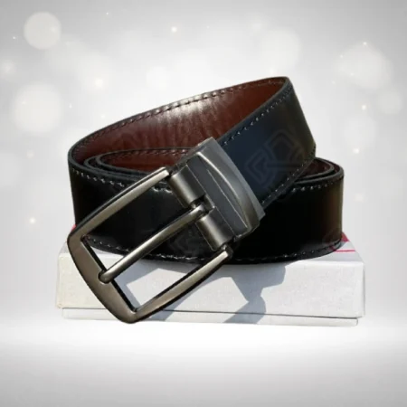Double-Sided Leather Belt Tan and Black